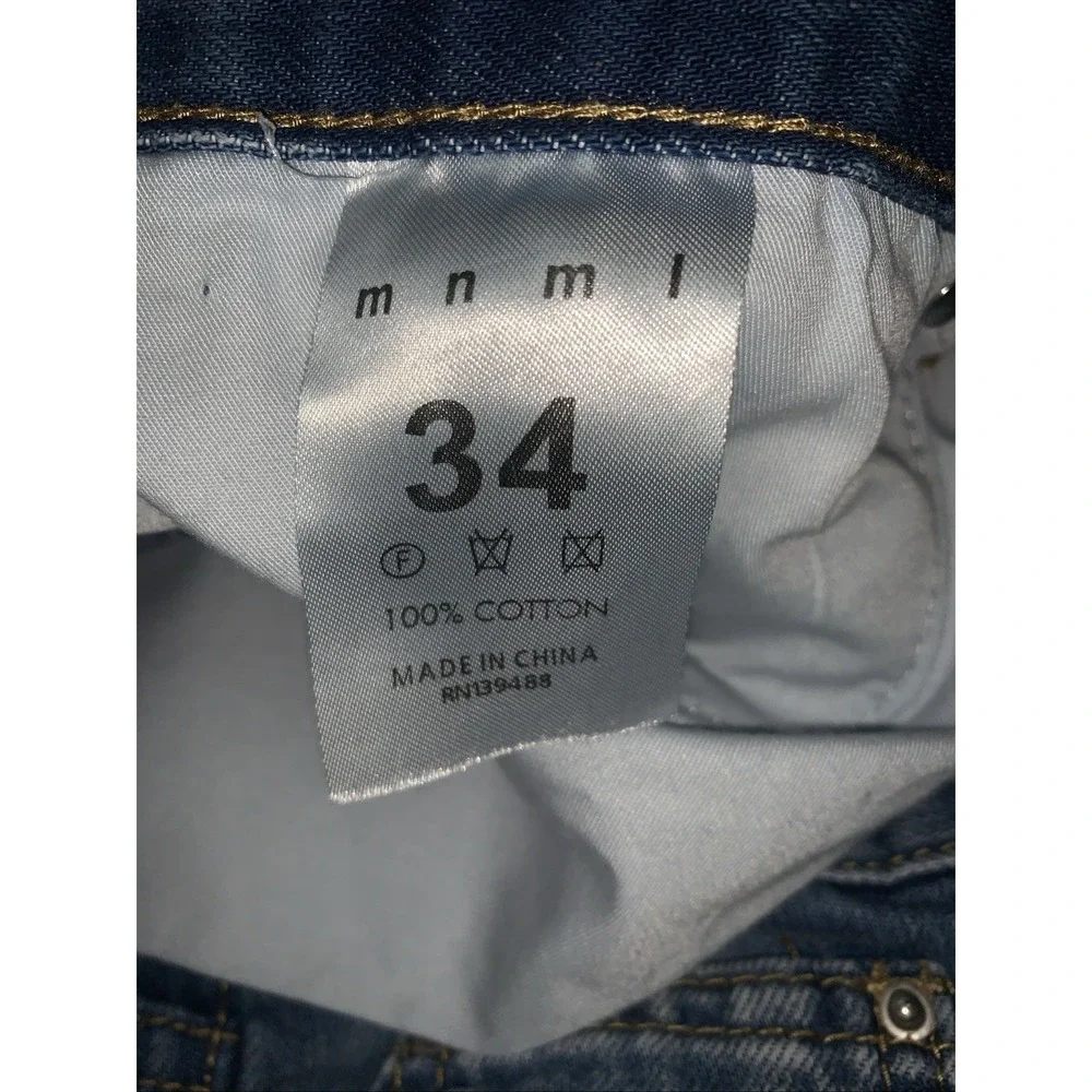 MNML Patchwork Jeans Mens 34x31 Embroidered Distressed Unisex Streetwear